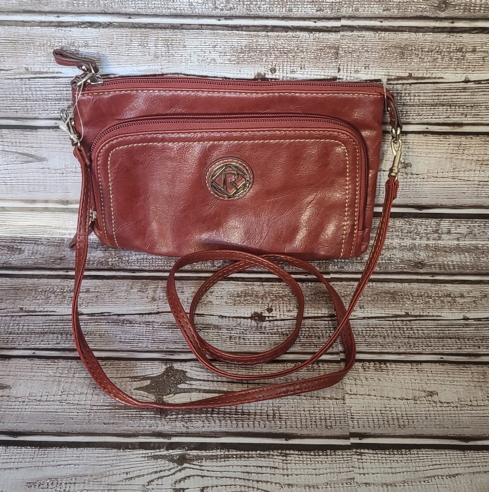 New Elegant Red Faux Leather Crossbody Bag By Relic
